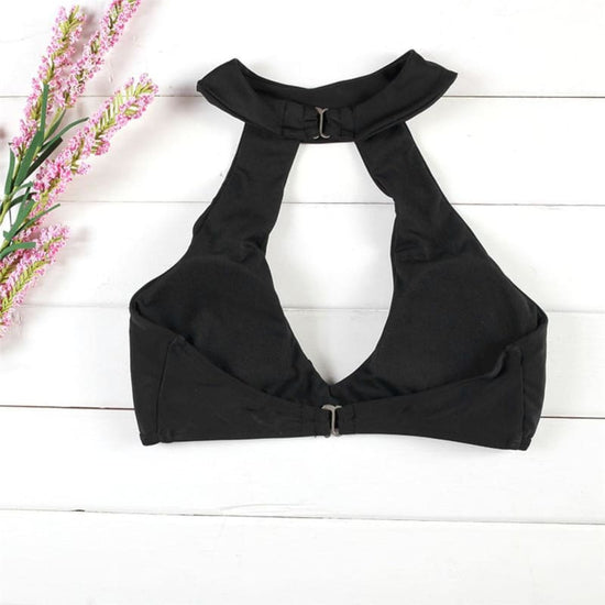 Image Title Collared Two-Piece Black Bikini Top